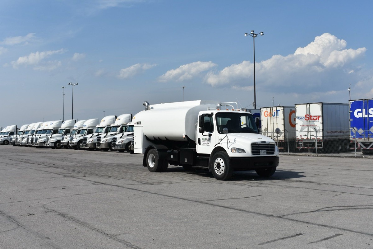 EcoLogic water truck and washed fleet lined up